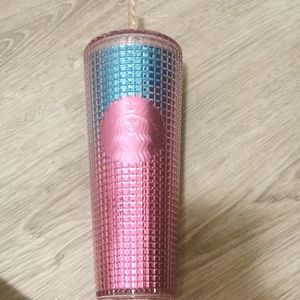 Starbucks Summer 2021 Pink/Blue Ombre Grid Tumbler